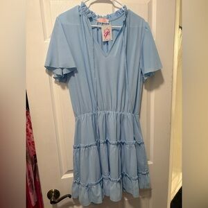 Elegant Light Blue Mini Dress